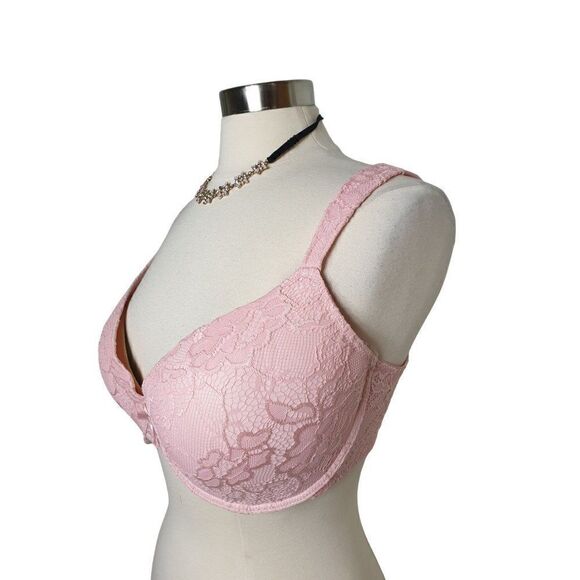Women's Bra 40DD Pink Lace Full Coverage Padded Straps Underwire 40E Bra NWOT - Picture 5 of 7